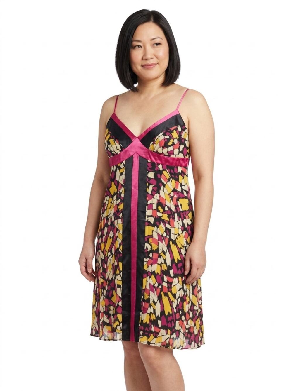 Sangria AWAUL801 100% Silk Satin Knee Length Lined Dress Women Size 14